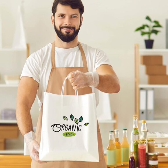 Greenii - 50 White Paper With Handles Kraft 10 * 5 * 13 Party Gift Bags - Picture 6 of 7